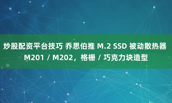 炒股配资平台技巧 乔思伯推 M.2 SSD 被动散热器 M201 / M202，格栅 / 巧克力块造型